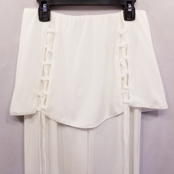 Wide Leg Pants Cozy Chic Lace Up Peplum - Picture 5 of 7